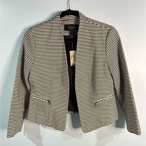Ann Taylor Women’s Sz 4 Black & Cream Striped Open Front Blazer, NWT!
